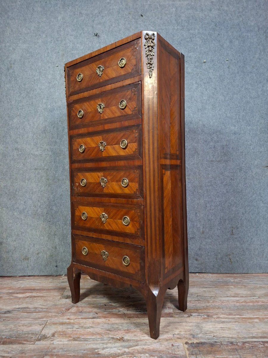 Louis XVI Period Marquetry Secretary Desk (needs Restoration)-photo-1