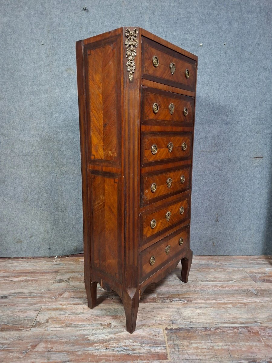 Louis XVI Period Marquetry Secretary Desk (needs Restoration)-photo-2