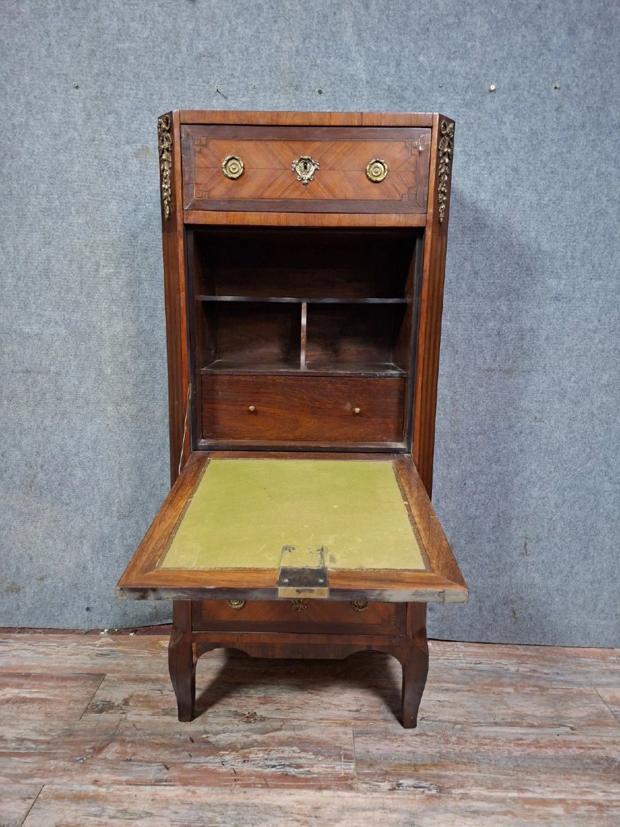 Louis XVI Period Marquetry Secretary Desk (needs Restoration)-photo-3