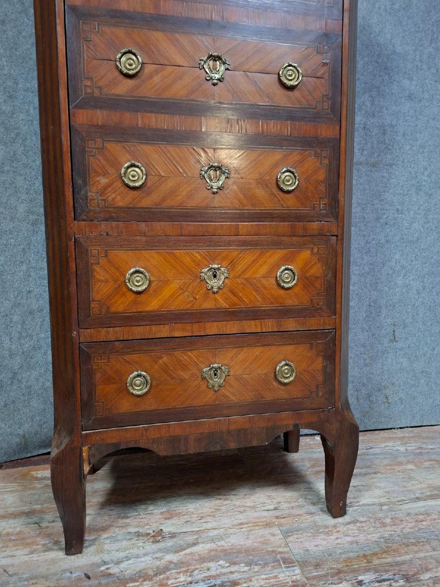 Louis XVI Period Marquetry Secretary Desk (needs Restoration)-photo-5