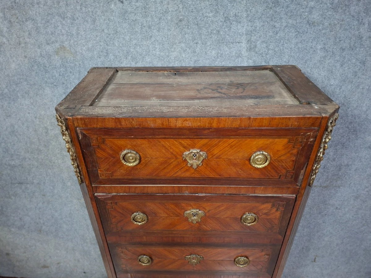 Louis XVI Period Marquetry Secretary Desk (needs Restoration)-photo-6