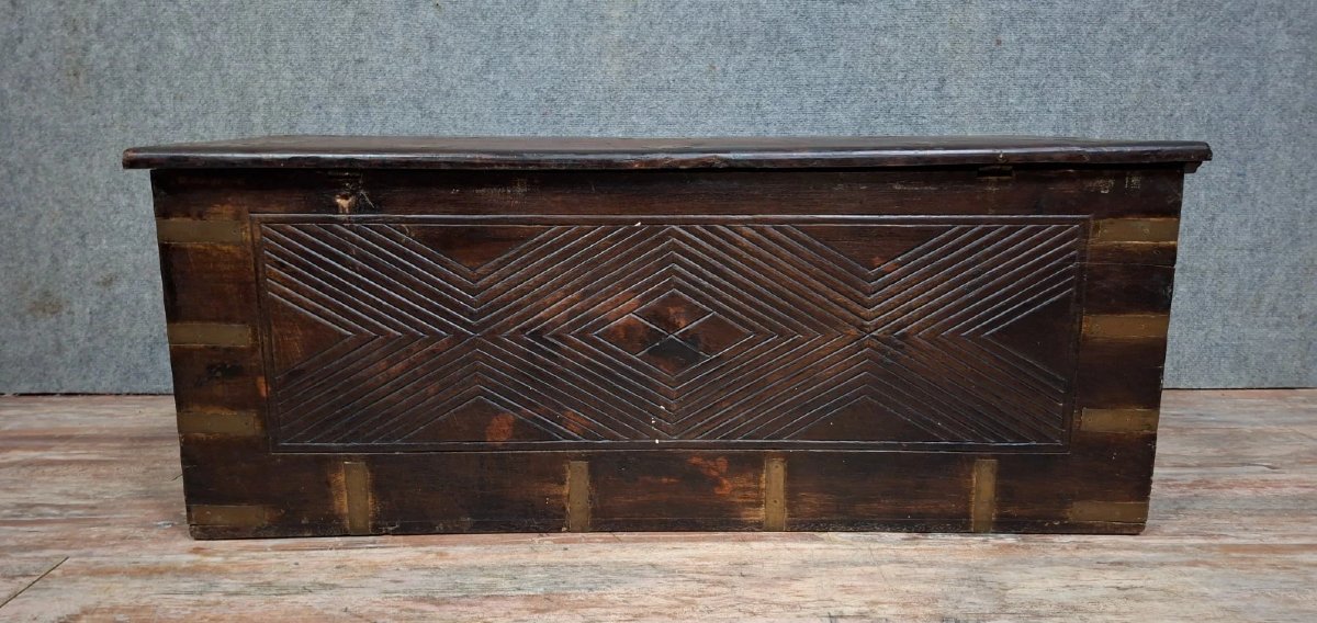 Antique Carved Wooden And Gilt Brass Chest – Oriental / 19th Century-photo-4