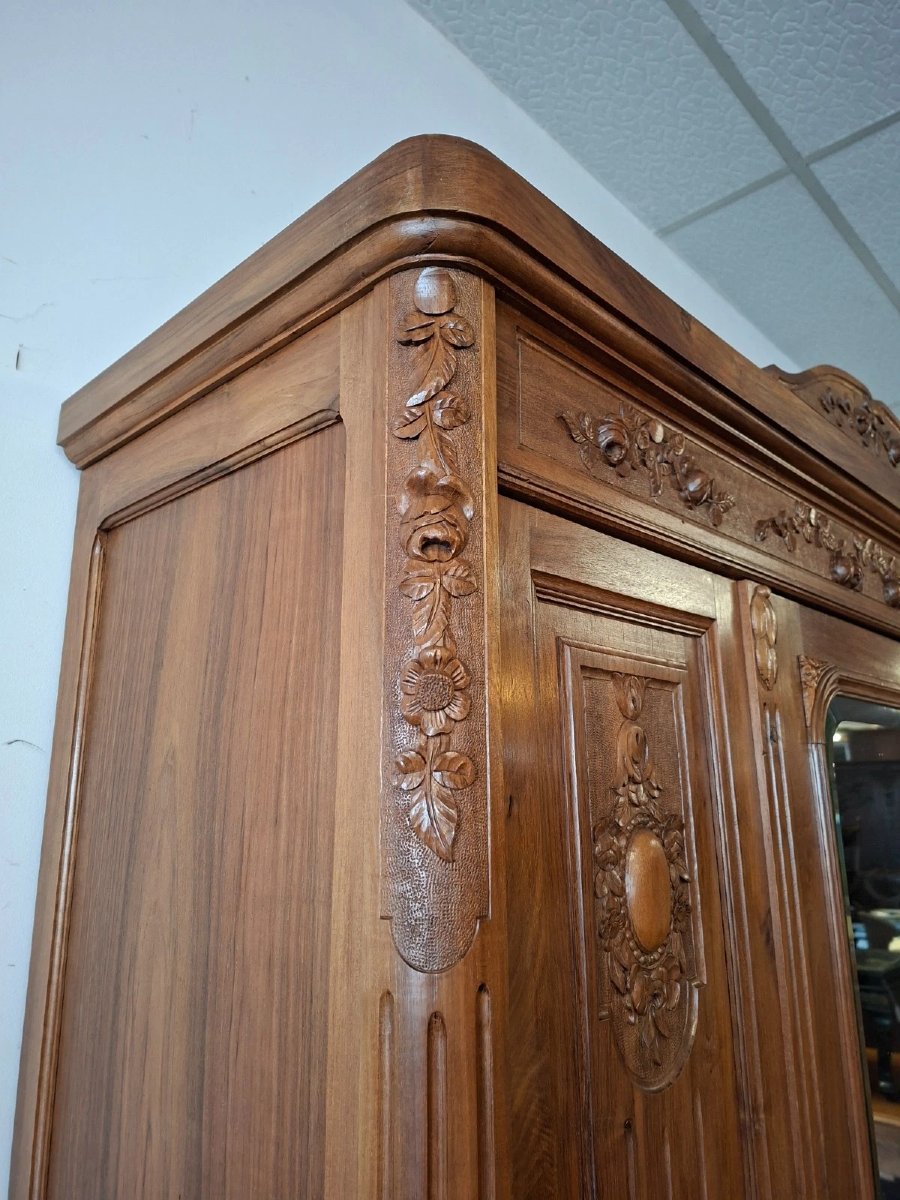 Louis XVI Style Cabinet In Solid Walnut Wood-photo-4