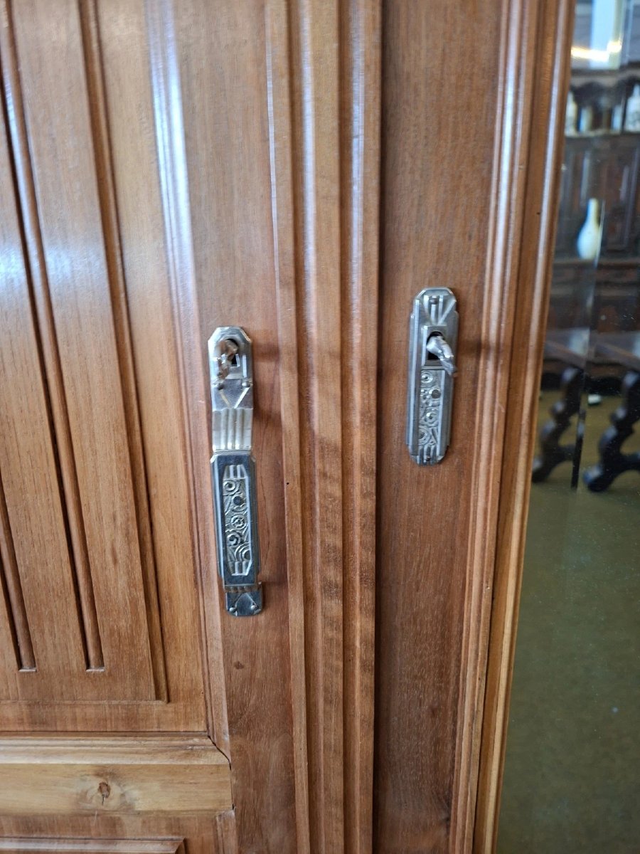 Louis XVI Style Cabinet In Solid Walnut Wood-photo-5