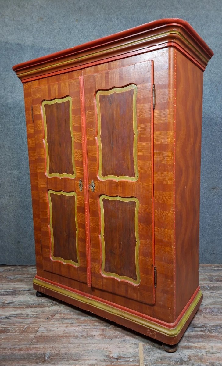 Armoire Alsacienne en bois polychrome – XIXe siècle-photo-5