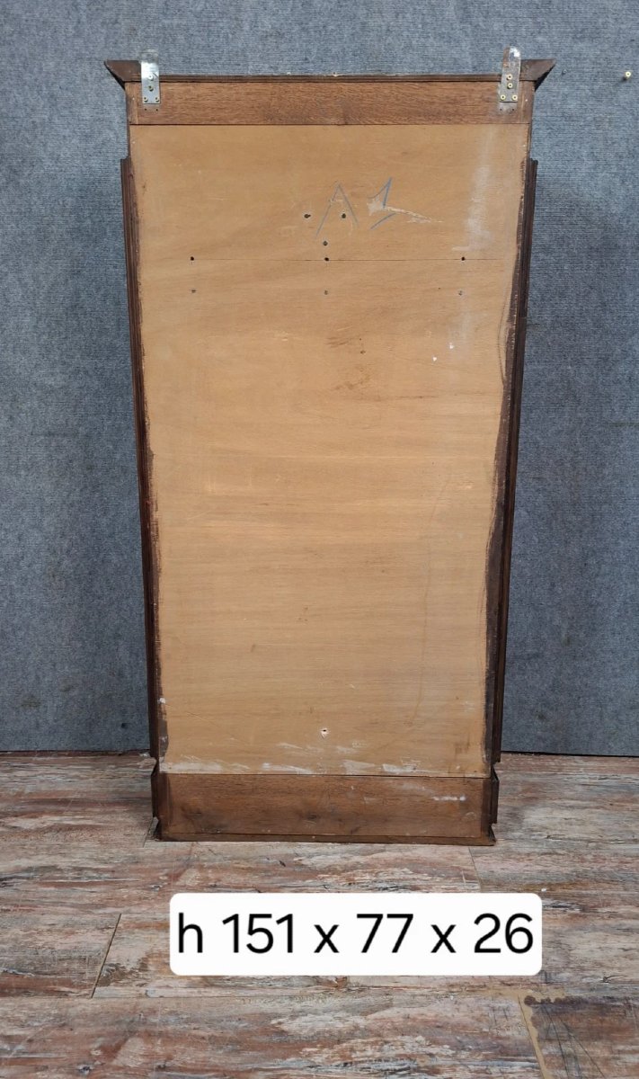 Display Case In Stained Wood - Red Padded Interior - 20th Century-photo-4