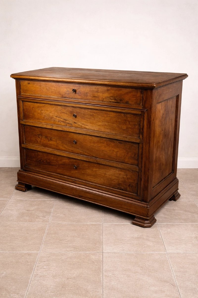 Louis-philippe Period Chest Of Drawers In Walnut - XIXᵉ Century-photo-1