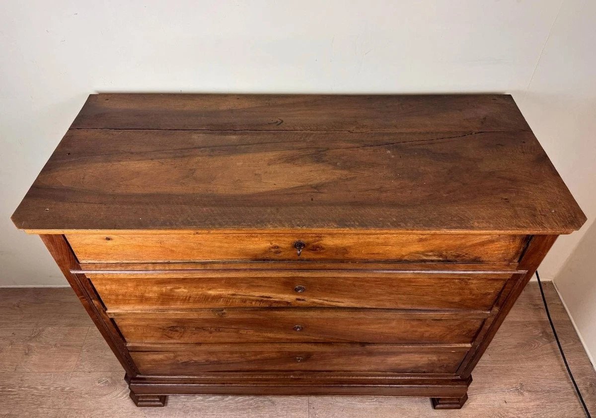 Louis-philippe Period Chest Of Drawers In Walnut - XIXᵉ Century-photo-2