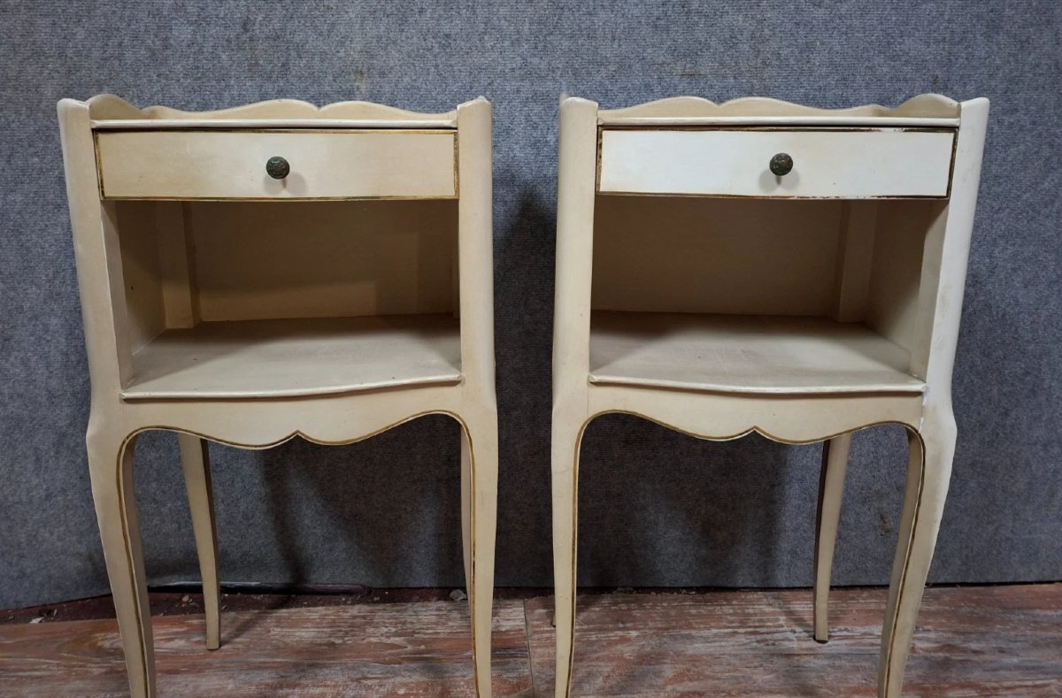 Paire de chevets de style Louis XV laqués – XXe siècle-photo-3