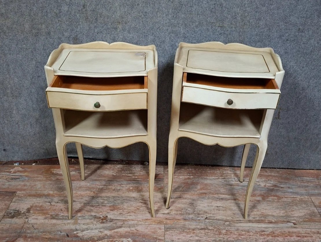 Paire de chevets de style Louis XV laqués – XXe siècle-photo-4