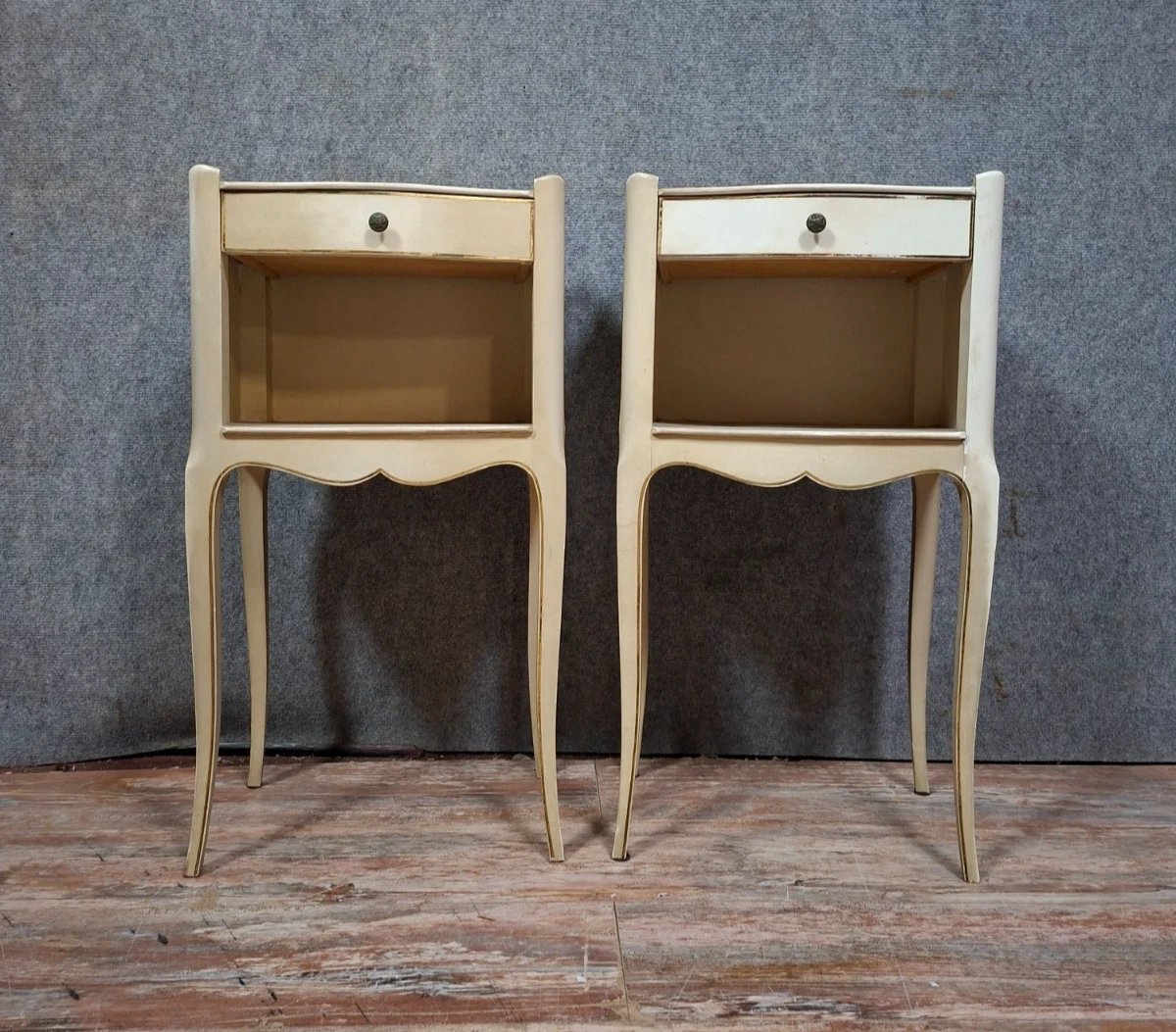 Paire de chevets de style Louis XV laqués – XXe siècle-photo-5