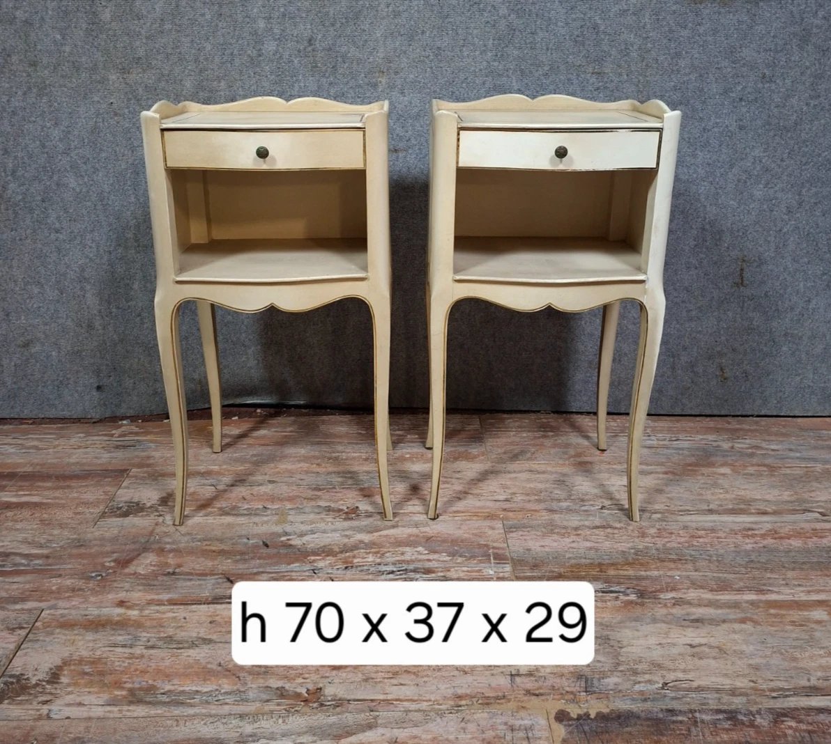 Paire de chevets de style Louis XV laqués – XXe siècle-photo-6