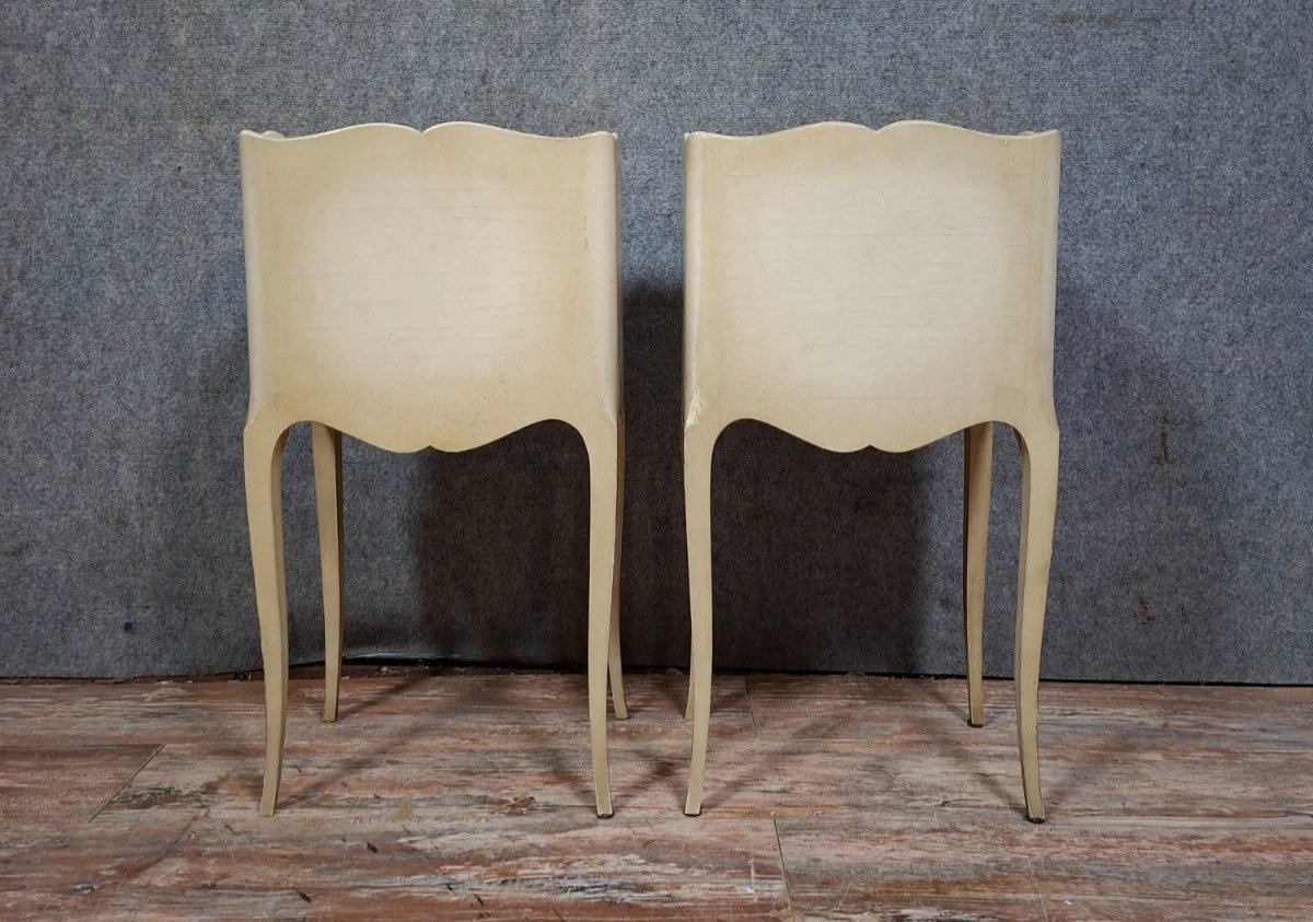 Paire de chevets de style Louis XV laqués – XXe siècle-photo-7