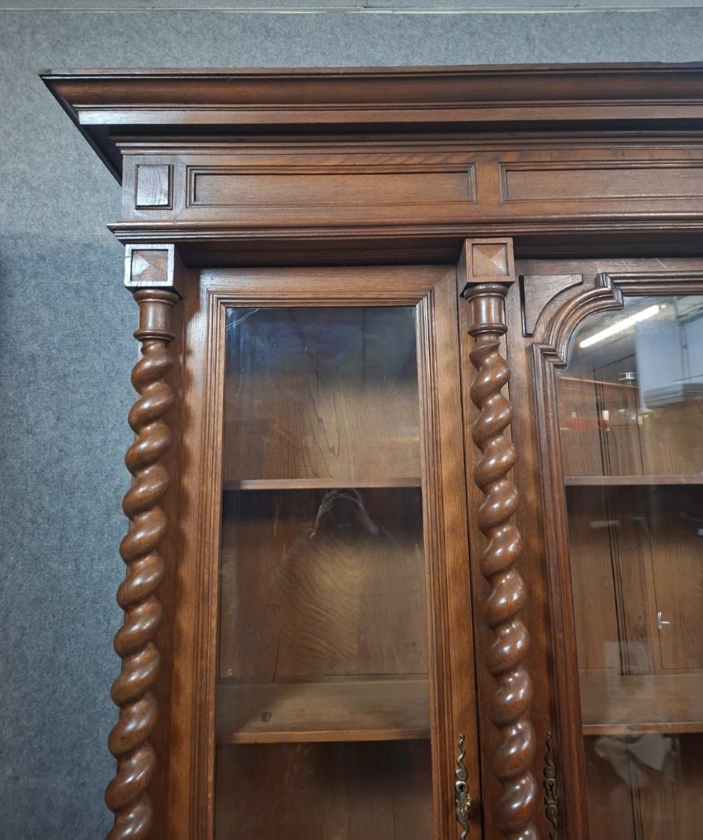  bibliothèque en chêne massif de style Louis XIII, travail du XIXe-photo-2