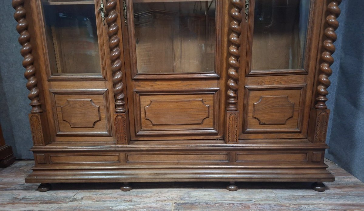  bibliothèque en chêne massif de style Louis XIII, travail du XIXe-photo-3