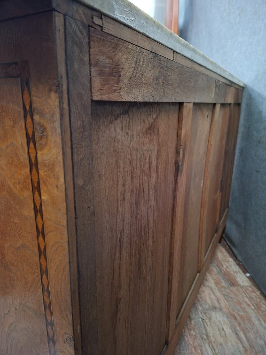 Buffet en enfilade en loupe et marbre –Transition Louis XV / Louis XVI – XIXeme.-photo-3