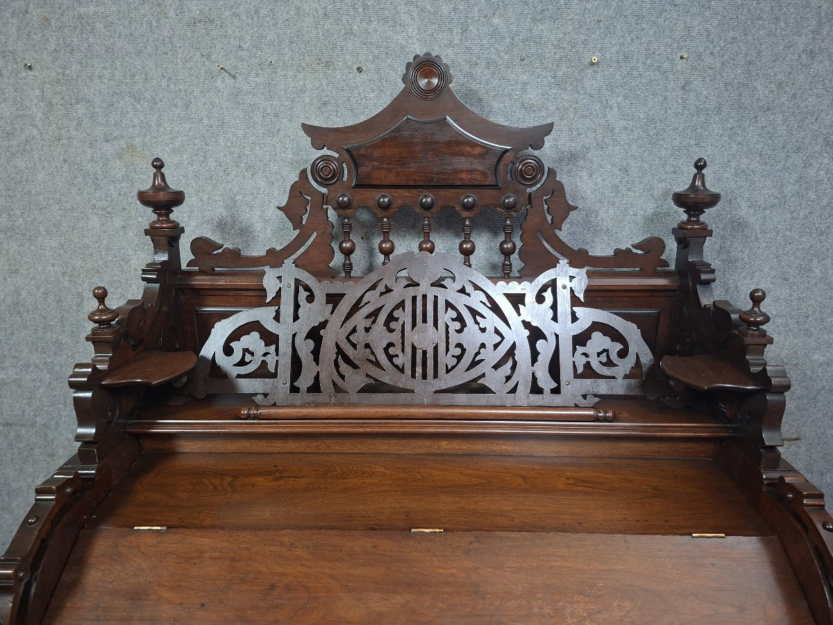 Carved Walnut Art Harmonium, Richly Decorated In The Neo-gothic Style.-photo-3