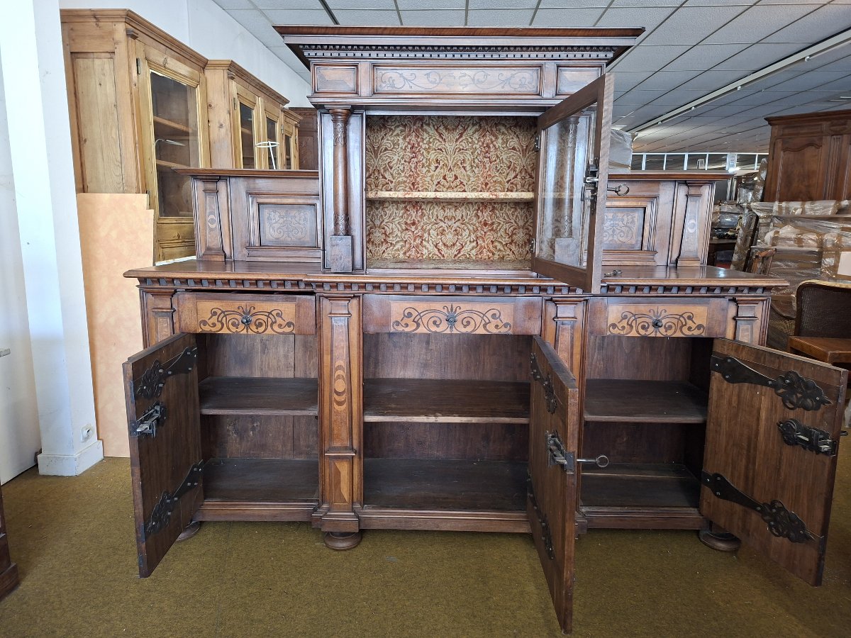 buffet deux-corps en noyer Renaissance / XVIIeme.-photo-4