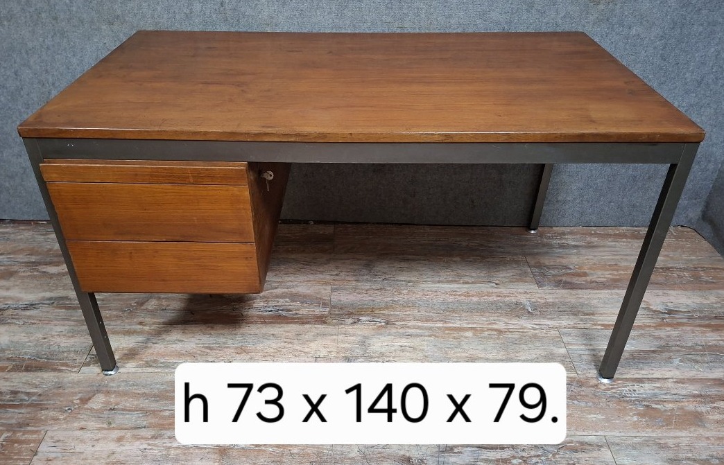 Vintage Modernist Desk Model "président" Designed By Georges Frydman For Efa, French Work From -photo-4