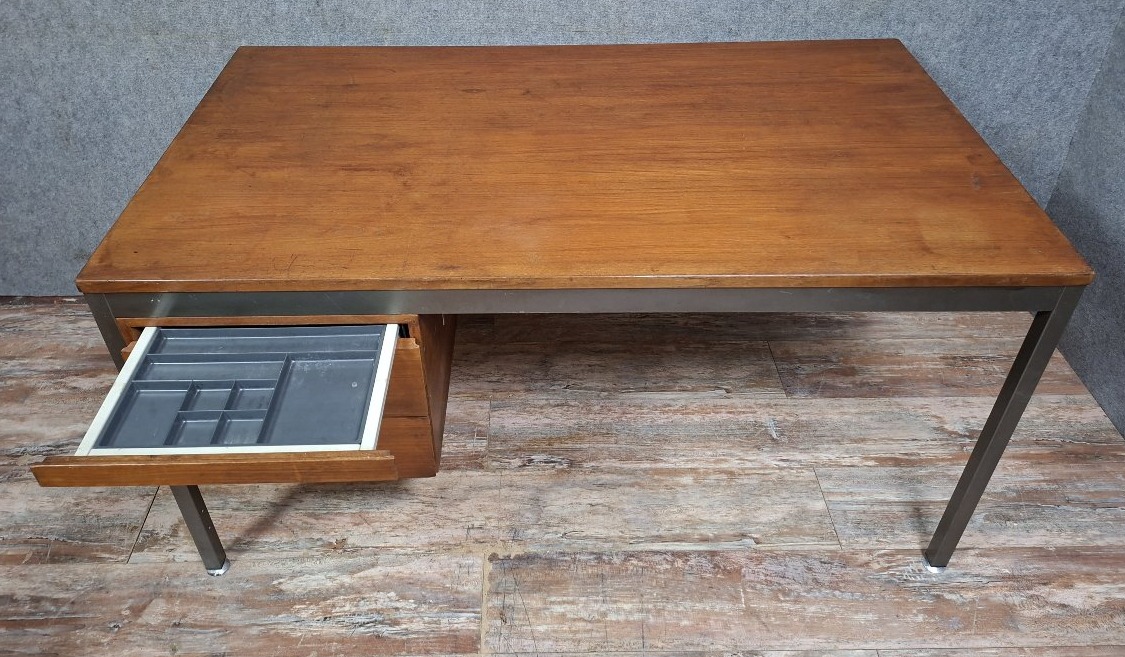 Vintage Modernist Desk Model "président" Designed By Georges Frydman For Efa, French Work From -photo-1