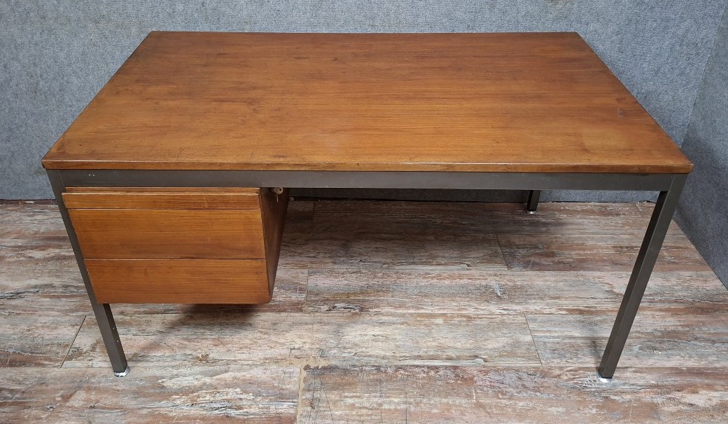 Vintage Modernist Desk Model "président" Designed By Georges Frydman For Efa, French Work From -photo-3