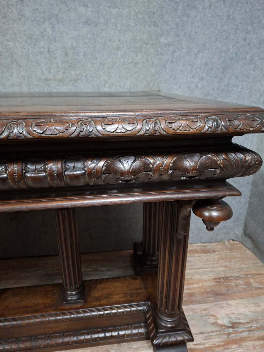 table de style Renaissance en noyer sculpté – XIXe siècle-photo-3
