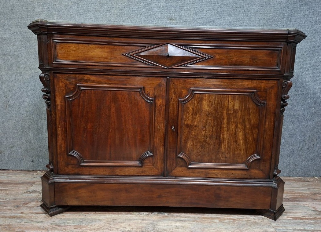 Meuble scriban formant secrétaire à abattant, en acajou et placage-photo-2