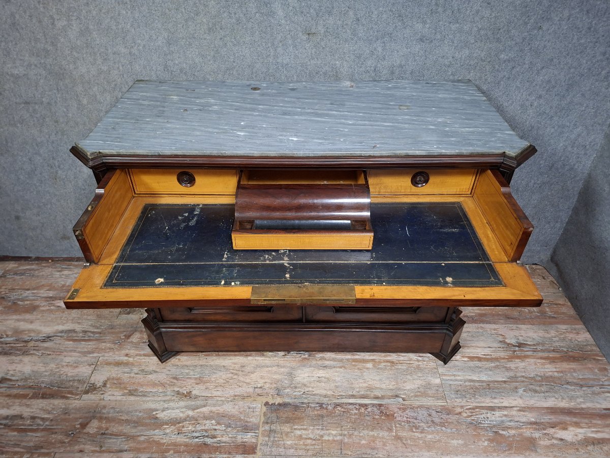 Meuble scriban formant secrétaire à abattant, en acajou et placage-photo-2