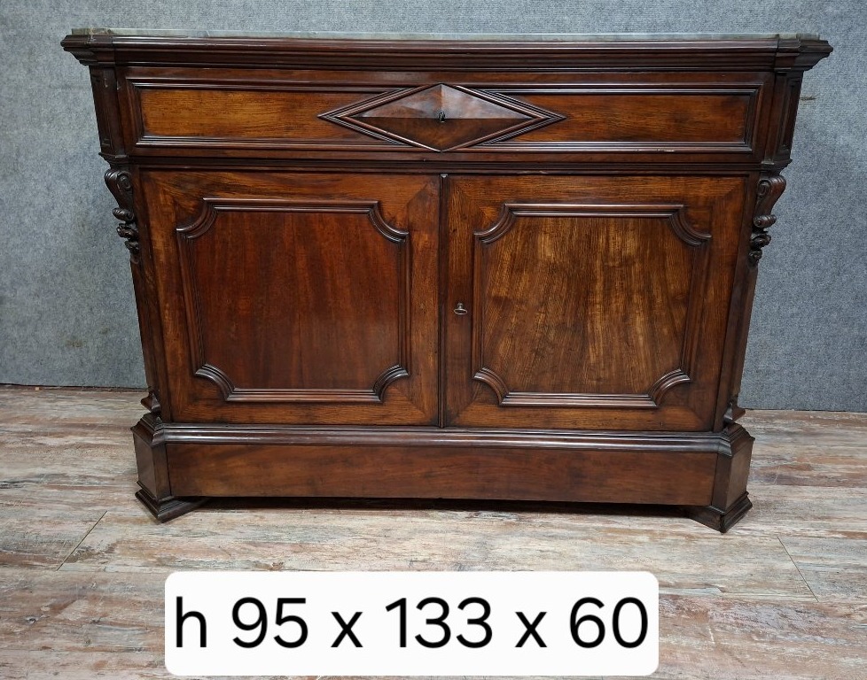 Meuble scriban formant secrétaire à abattant, en acajou et placage-photo-6