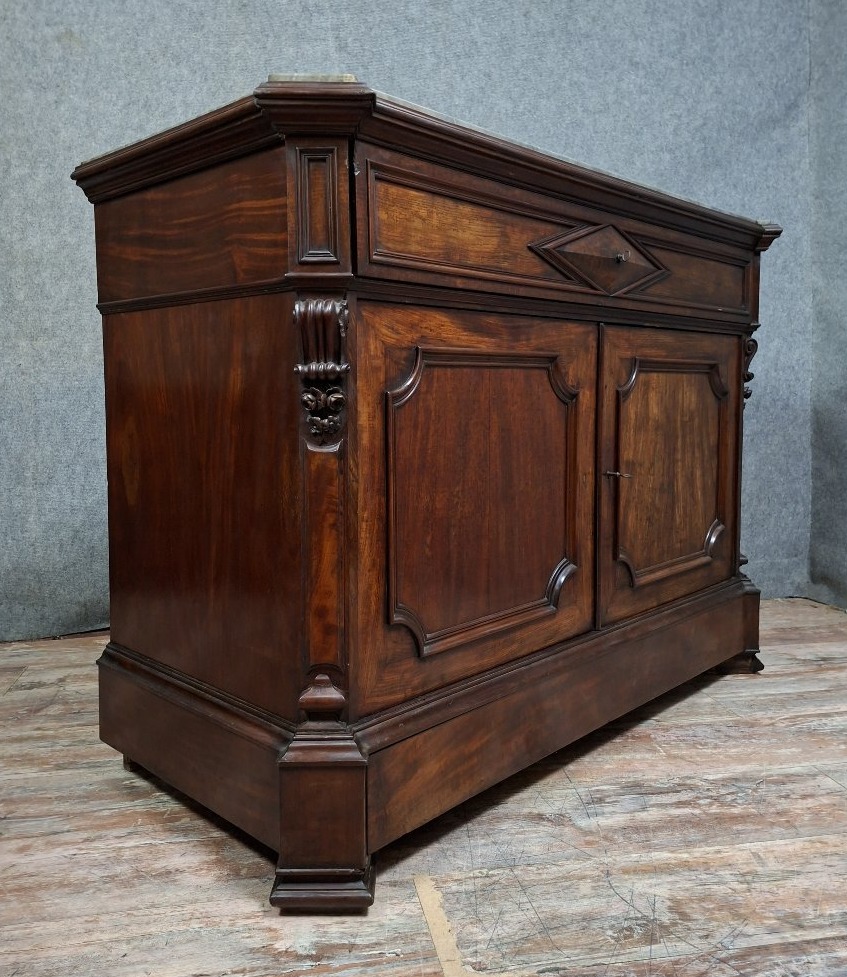 Meuble scriban formant secrétaire à abattant, en acajou et placage-photo-7