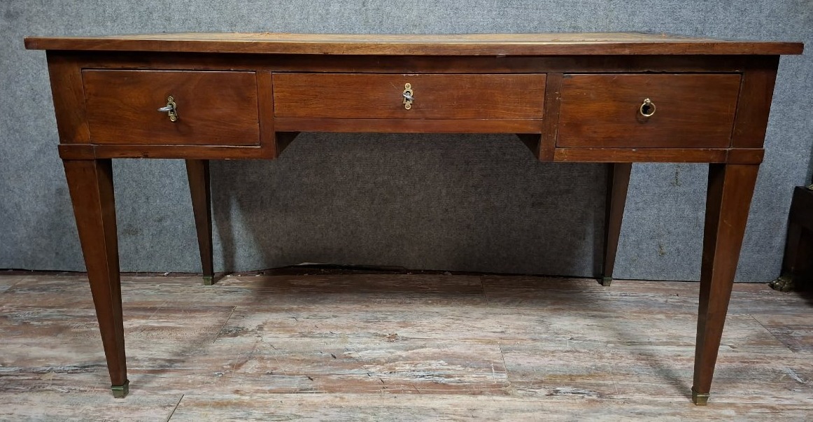 Bureau plat Louis XVI en acajou-photo-2