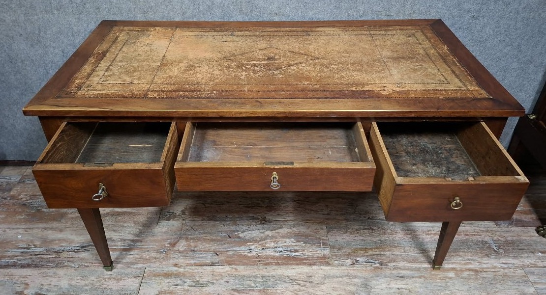 Bureau plat Louis XVI en acajou-photo-4