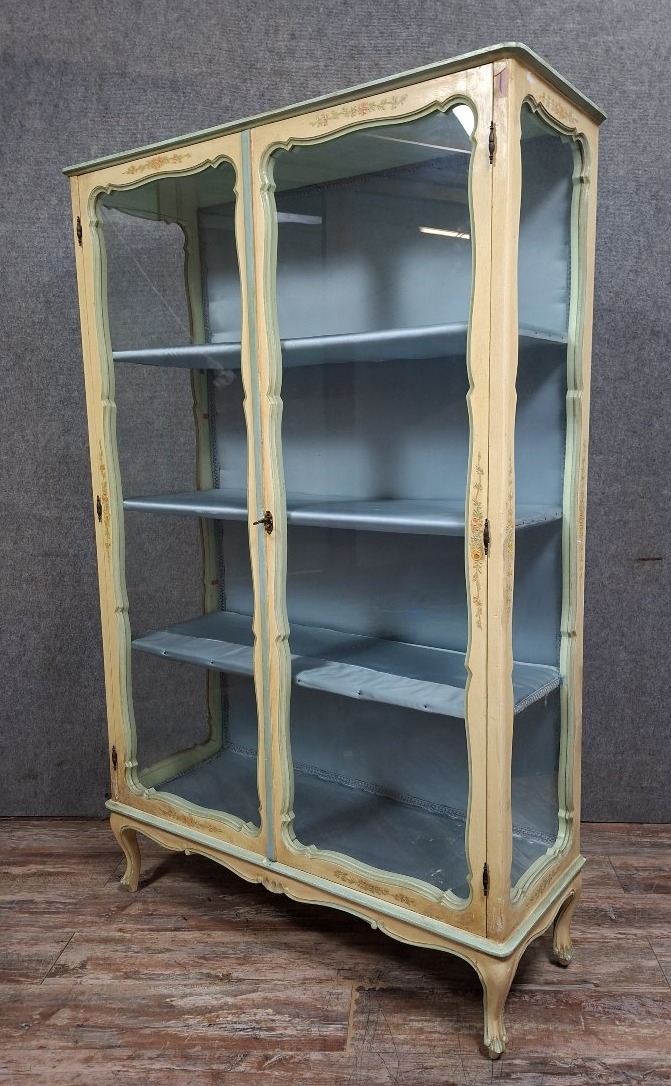 Louis XV Style Venetian Showcase In Lacquered Wood