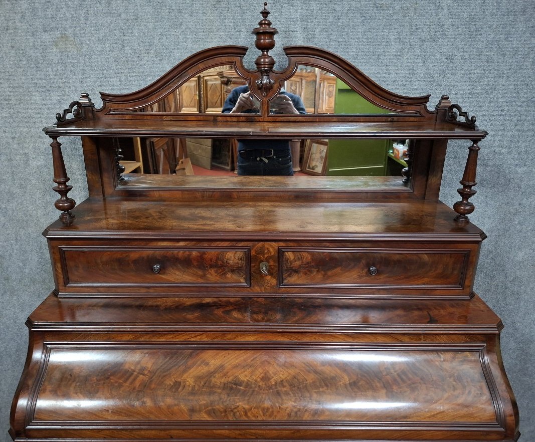 Mottled Mahogany Desk With Flap, Stamped Daubet & Dumarest, 19th Century-photo-2