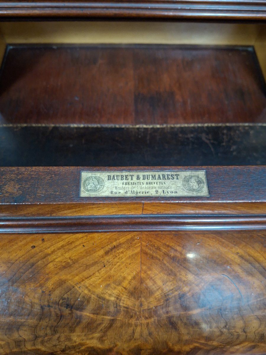 Mottled Mahogany Desk With Flap, Stamped Daubet & Dumarest, 19th Century-photo-4