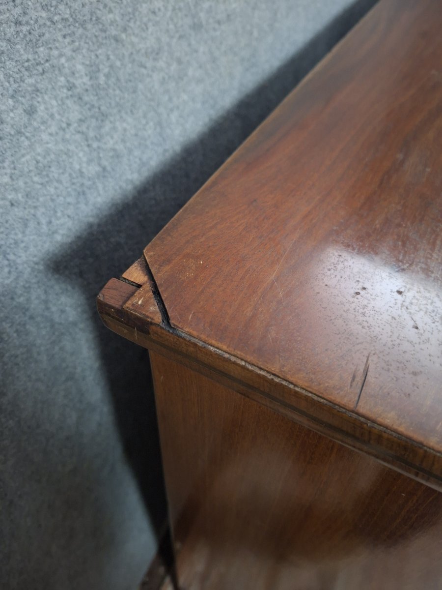 English Secretary Chest Of Drawers In Mahogany And Mahogany Veneer, 19th Century.-photo-3