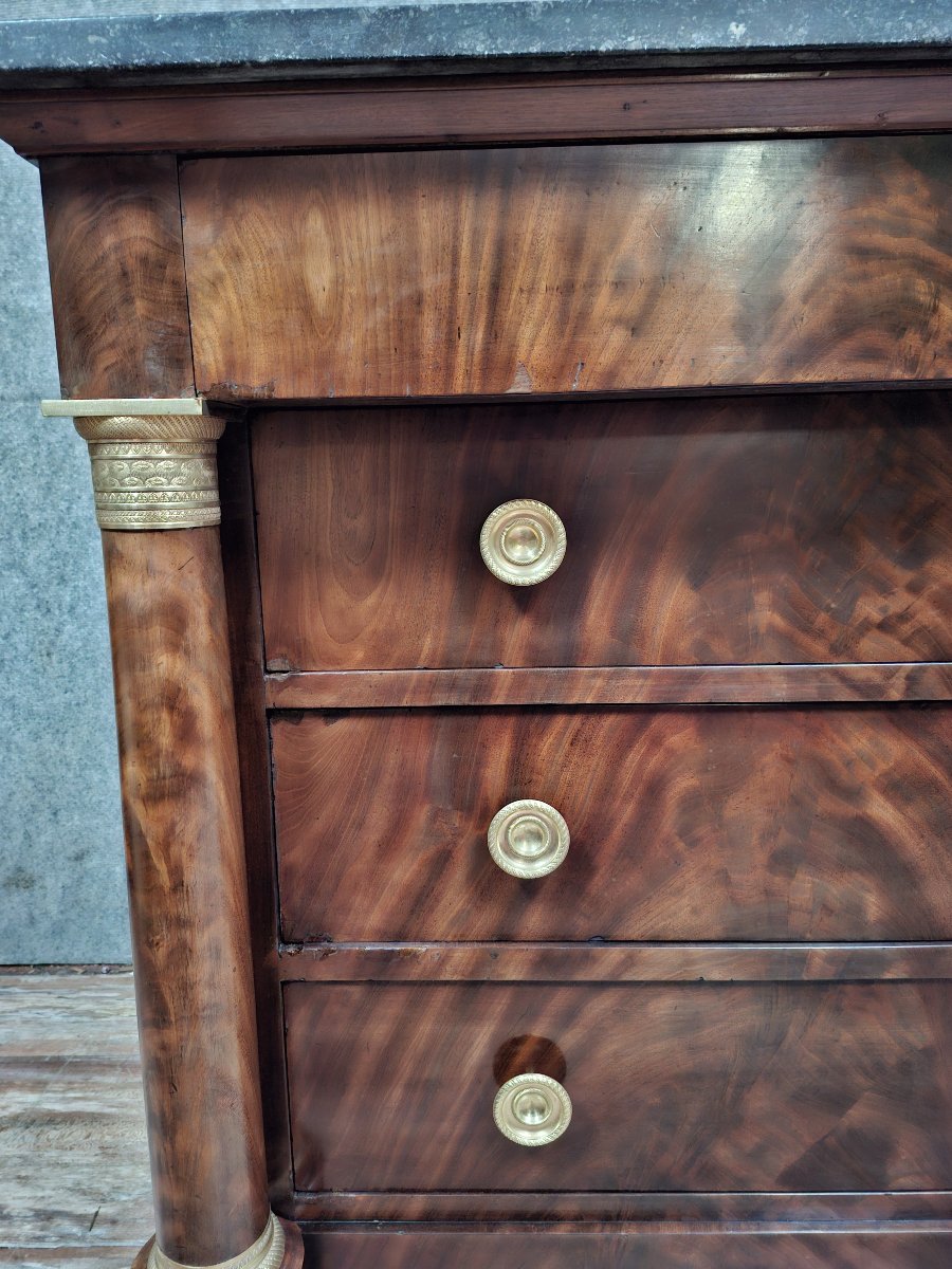 Commode Empire en acajou et placage d’acajou flammé, époque XIXᵉ siècle.-photo-2