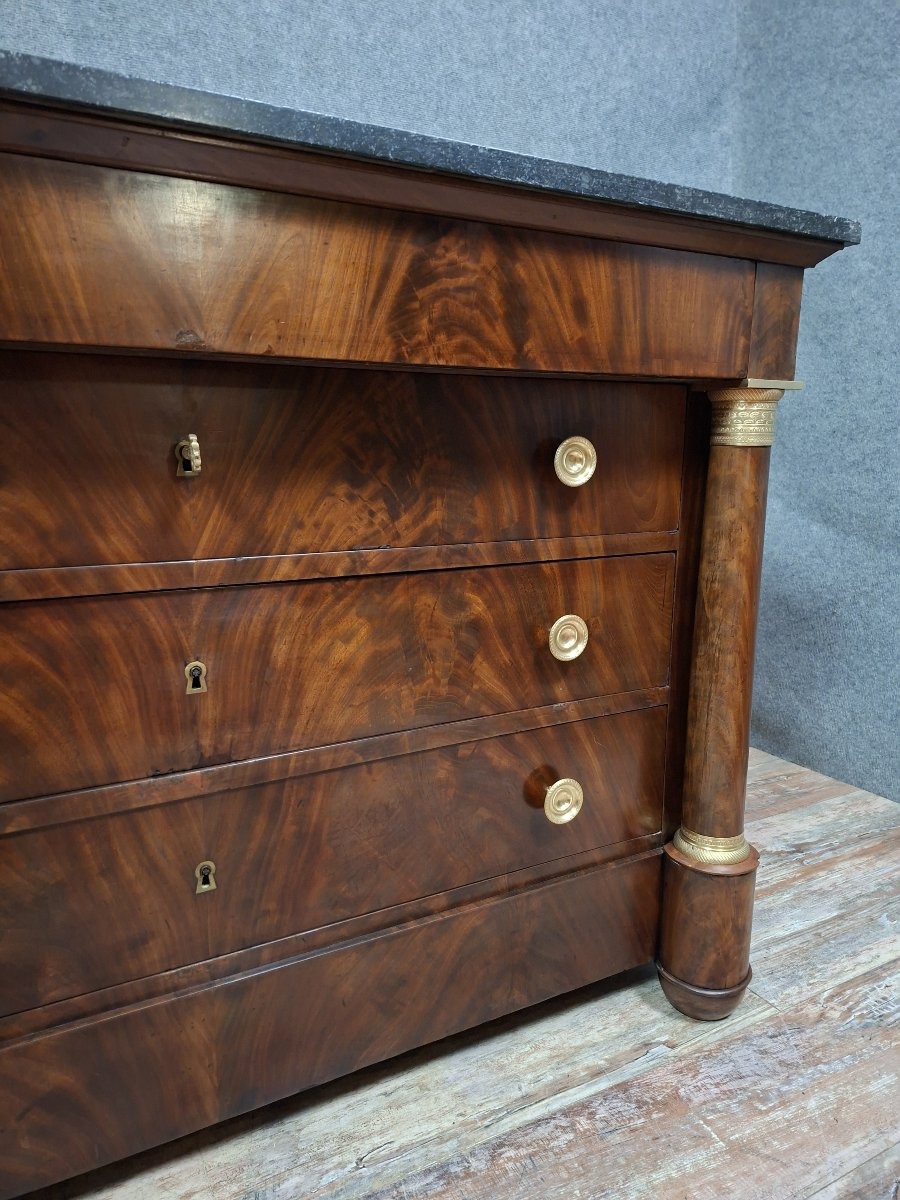 Commode Empire en acajou et placage d’acajou flammé, époque XIXᵉ siècle.-photo-3