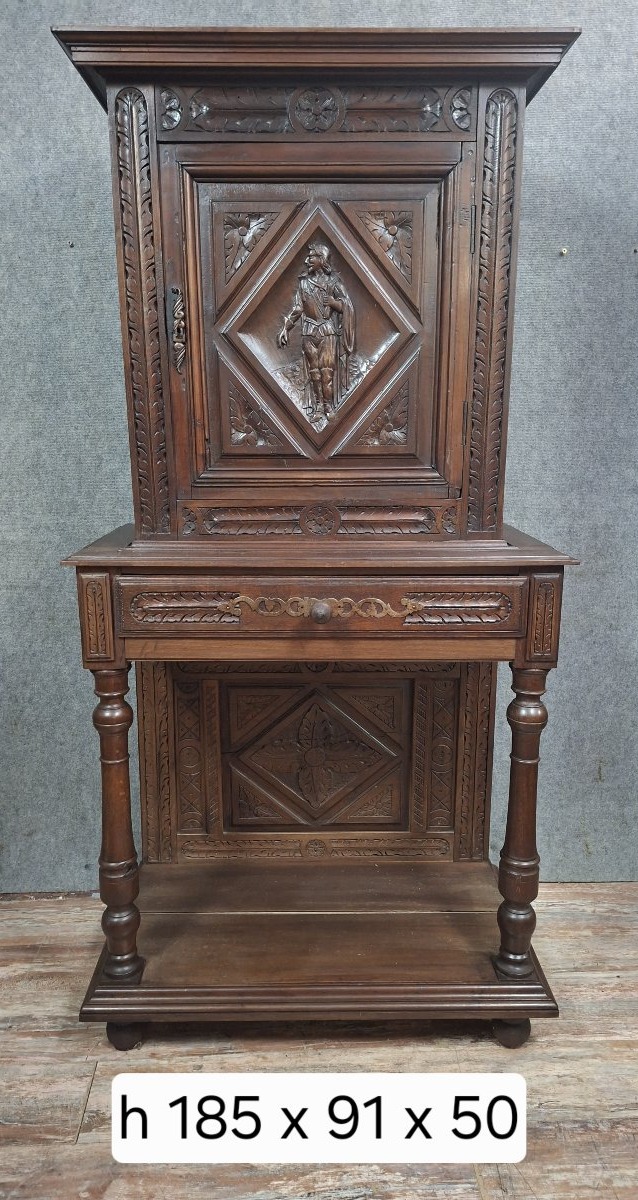 Carved Walnut Renaissance Buffet /cabinet, French Work, Late 19th Century-photo-4