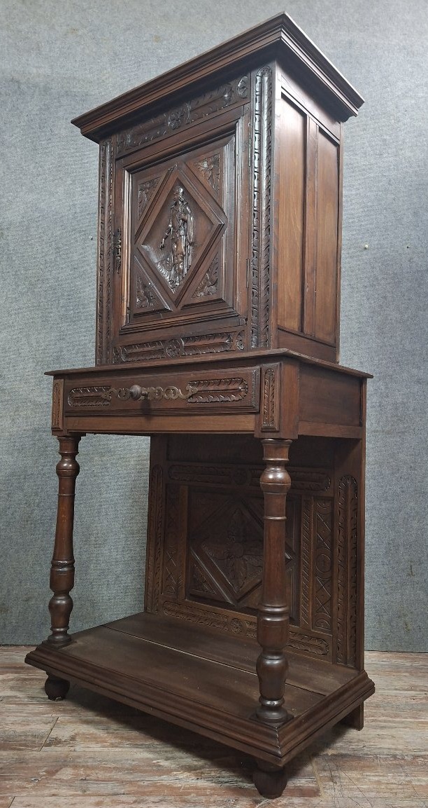 Carved Walnut Renaissance Buffet /cabinet, French Work, Late 19th Century-photo-6