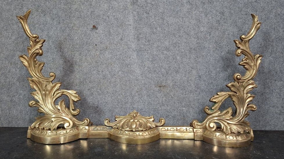 Pair Of Gilt Bronze Andirons, Louis XV Style Work, XIXᵉ