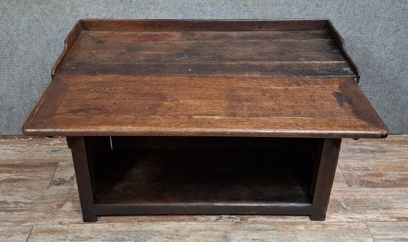 Antique Butcher Block In Solid Oak, 19th Century French Craftsmanshipᵉ-photo-2