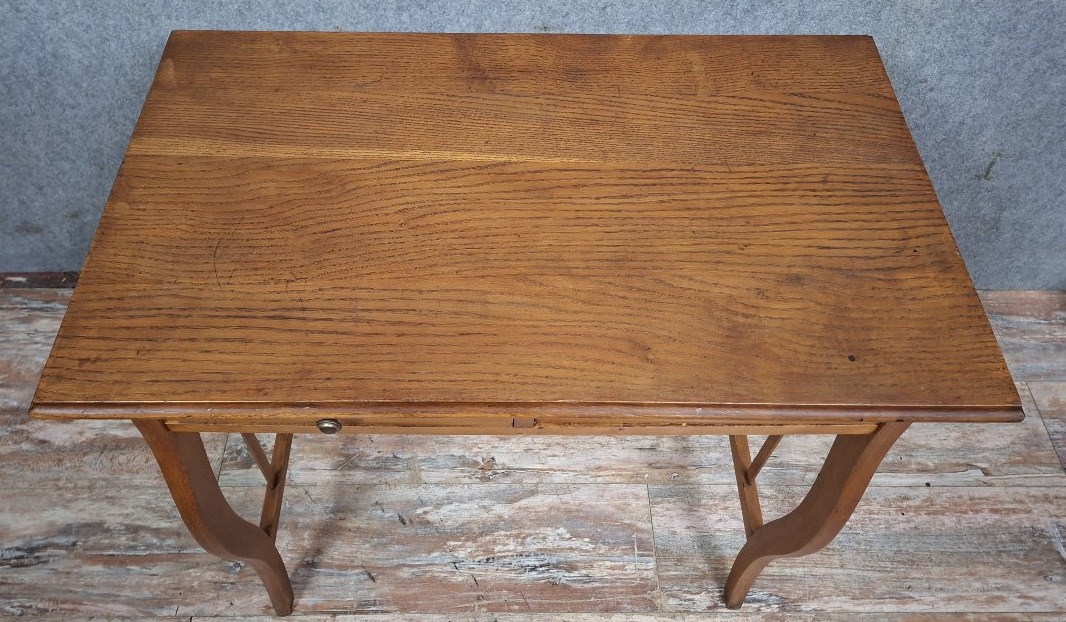 Petit bureau de dame ou table à écrire de style Art Nouveau en bois clair-photo-4