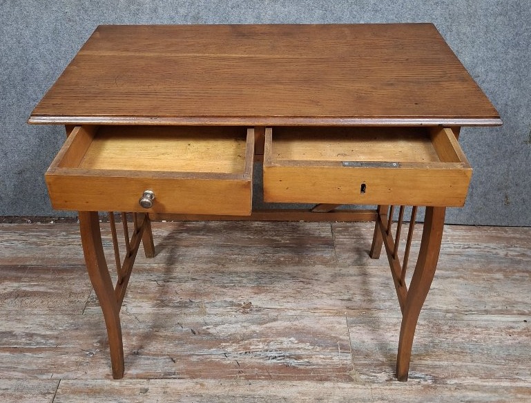 Petit bureau de dame ou table à écrire de style Art Nouveau en bois clair-photo-1