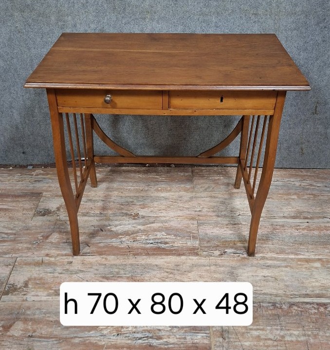 Petit bureau de dame ou table à écrire de style Art Nouveau en bois clair-photo-4