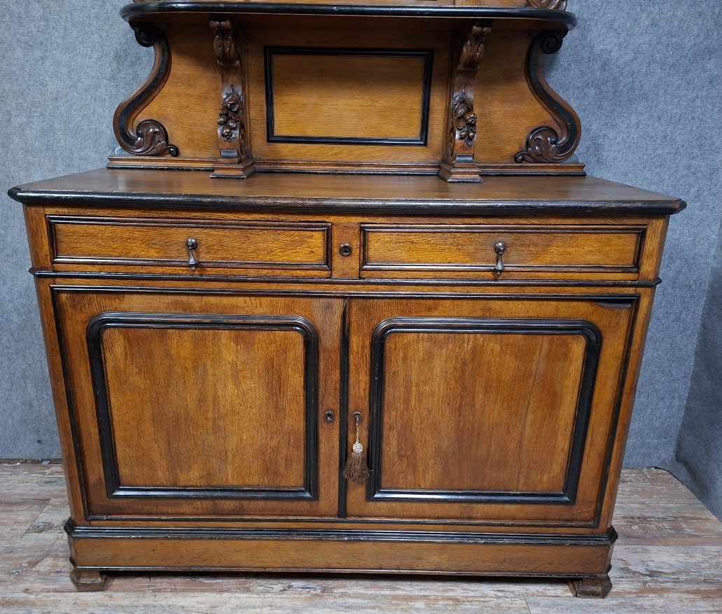 Saint-hubert Sideboard In Oak And Blackened Wood, French Work From The End Of The XIXᵉ.-photo-4