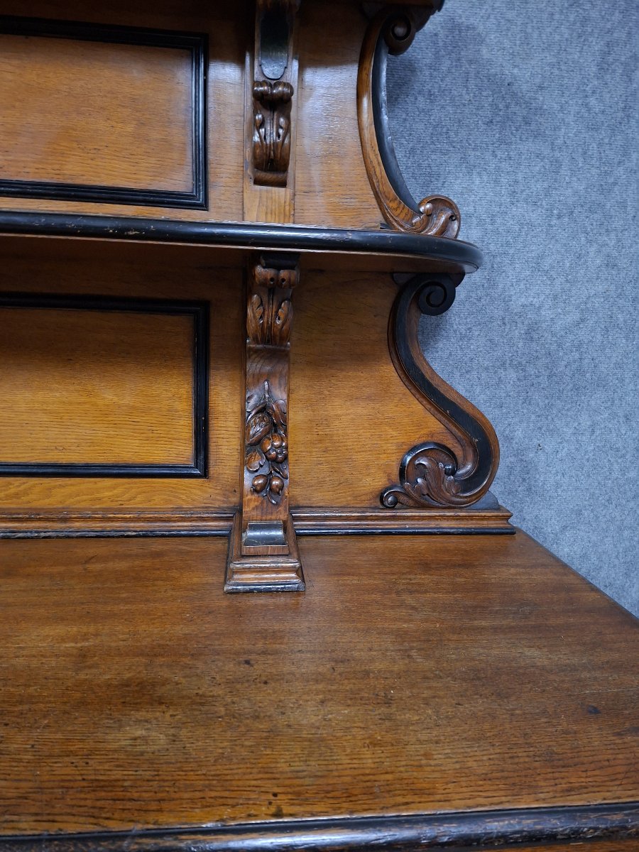 Saint-hubert Sideboard In Oak And Blackened Wood, French Work From The End Of The XIXᵉ.-photo-3