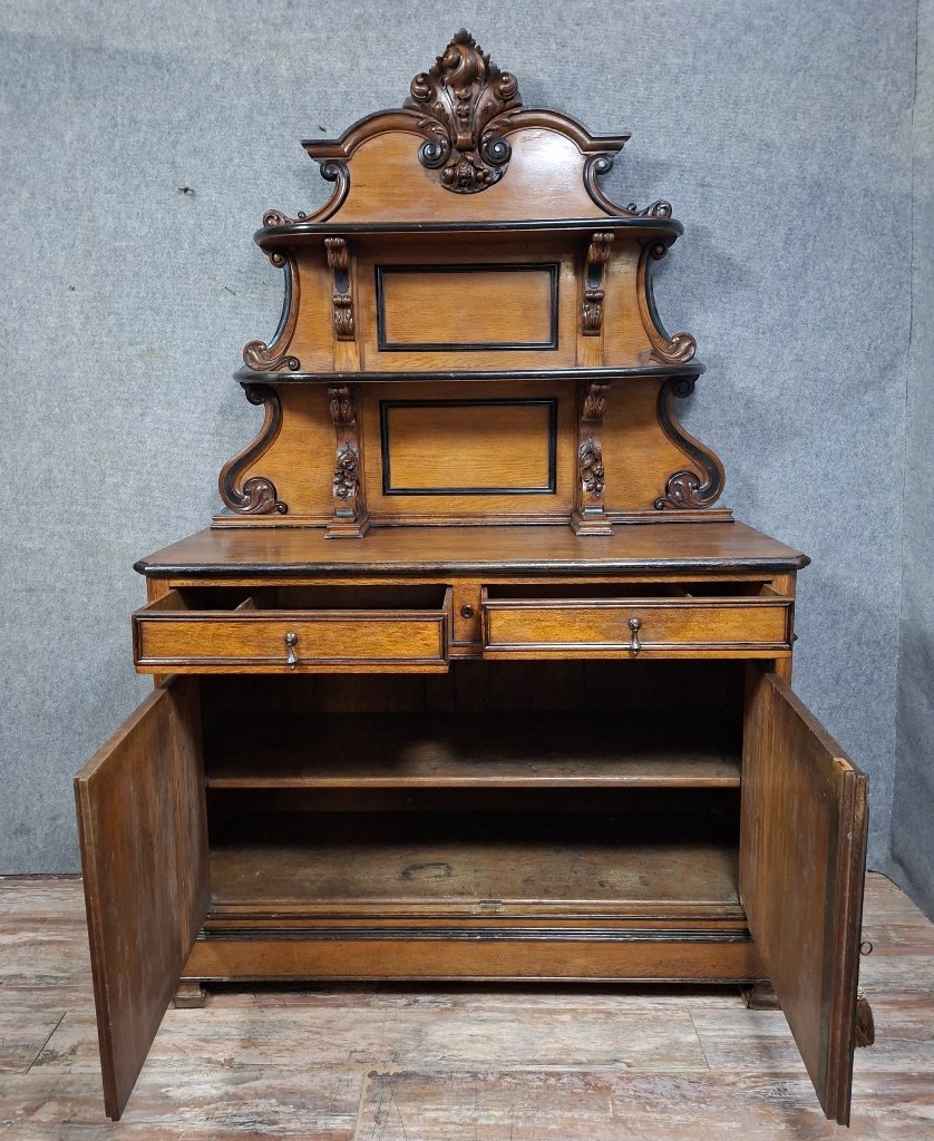 Saint-hubert Sideboard In Oak And Blackened Wood, French Work From The End Of The XIXᵉ.-photo-4