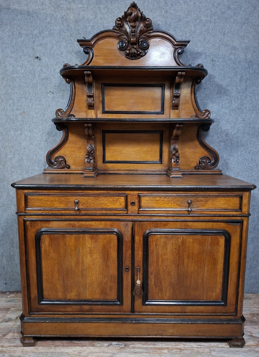 Saint-hubert Sideboard In Oak And Blackened Wood, French Work From The End Of The XIXᵉ.