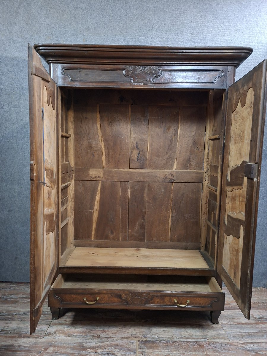 Bressane Cabinet In Walnut And Walnut Burl Veneer, 18th/19th Century-photo-3